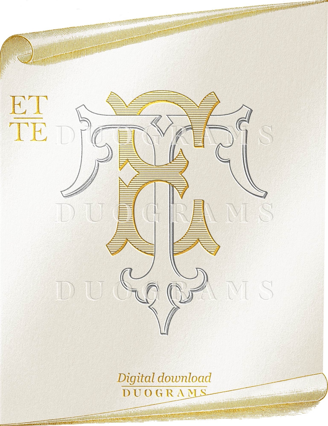 Monogram Te ET TE Wedding Monogram Logo Design SVG Two Letter Monogram E T Digital ...