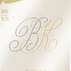 Hochzeits-Monogramm BK KB Vintage Duogram Logo B K Verflochtenes Monogramm SVG Digital Download