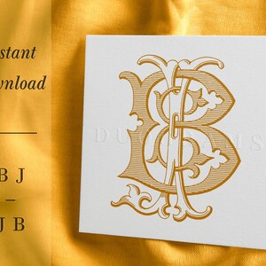 BJ JB Vintage Monogram Logo Design B J Digital Download - Etsy