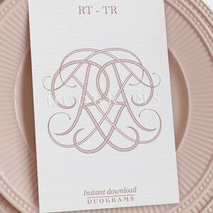 Vintage Monogram Logo Design RT TR Monogram Wreath SVG Digital Download ...
