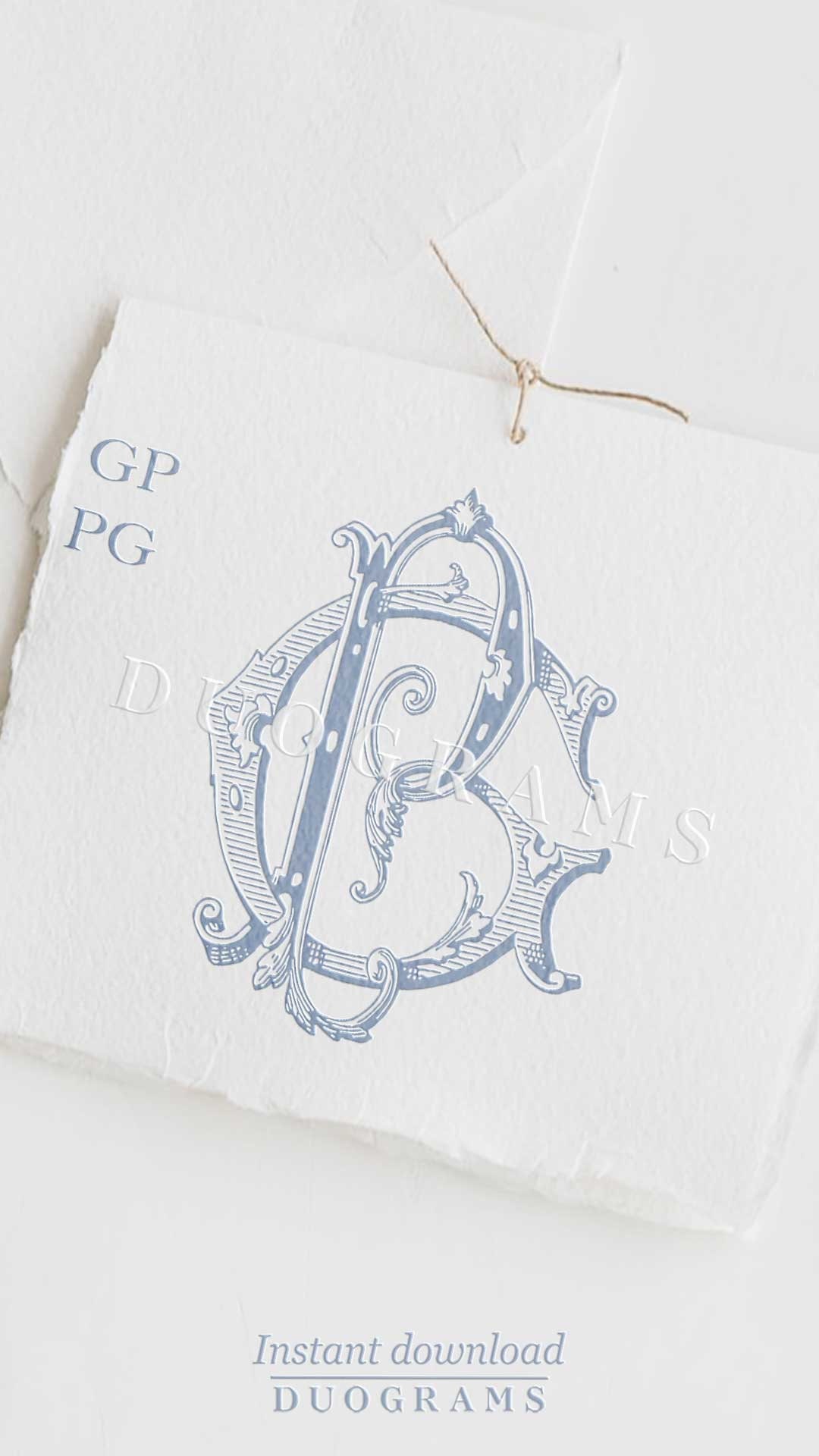 GP PG Vintage Wedding Monogram Logo Design G P Two Letter Monogram P G ...