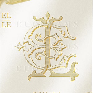 Vintage Wedding Monogram Logo EL LE Duogram E L Intertwined Monogram - Digital Download L E