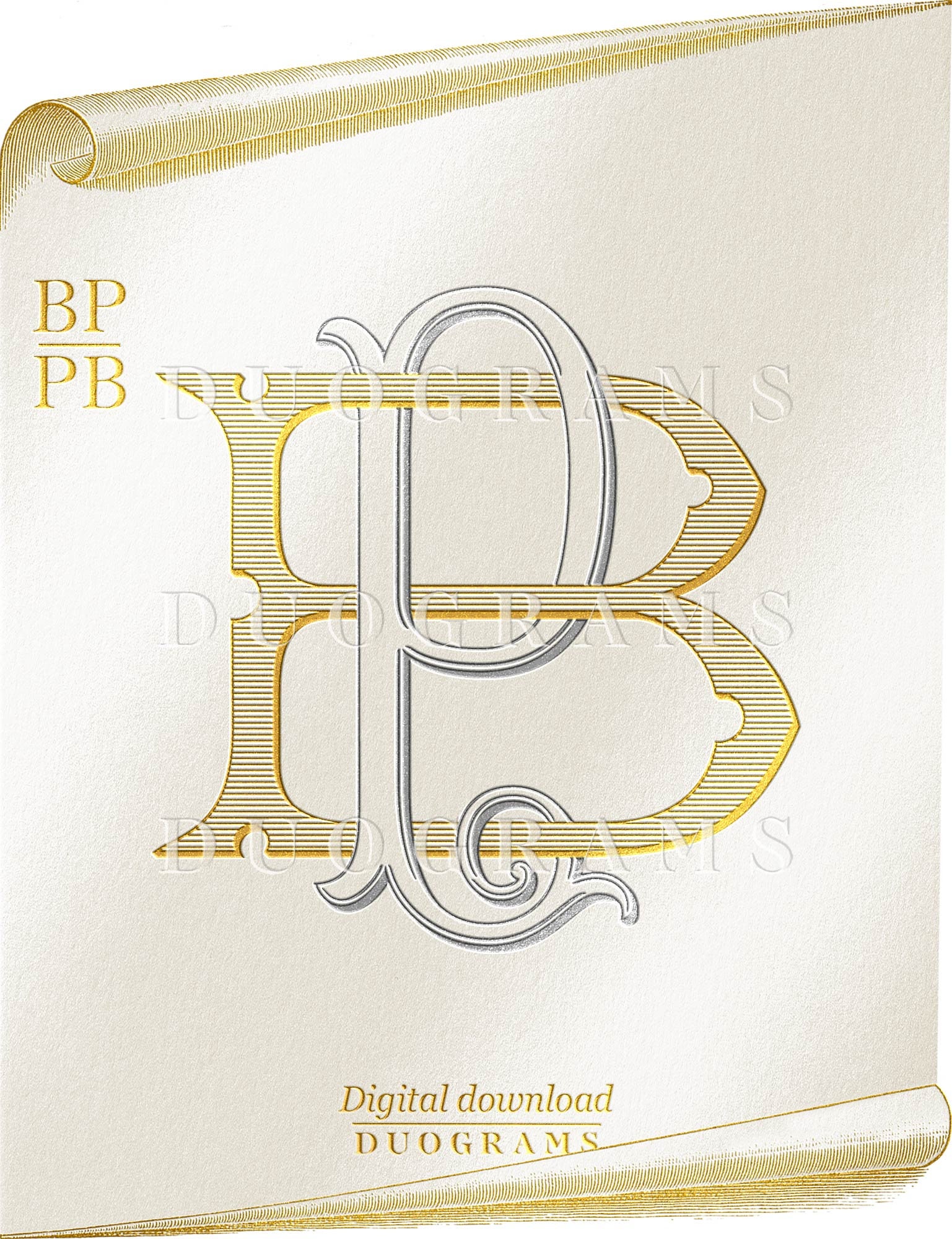 PB BP  Wedding Monogram Logo Design B P Two Letters Monogram SVG Digital Download + 2 Free Wreaths
