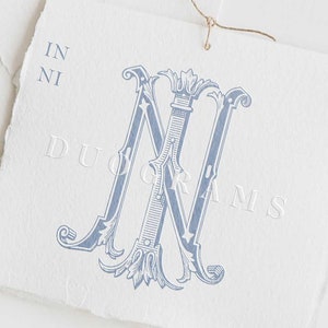 Vintage Monogram Logo IN or NI Two Letter Monogram I N Wedding Initials SVG & Png Bonus Wreaths