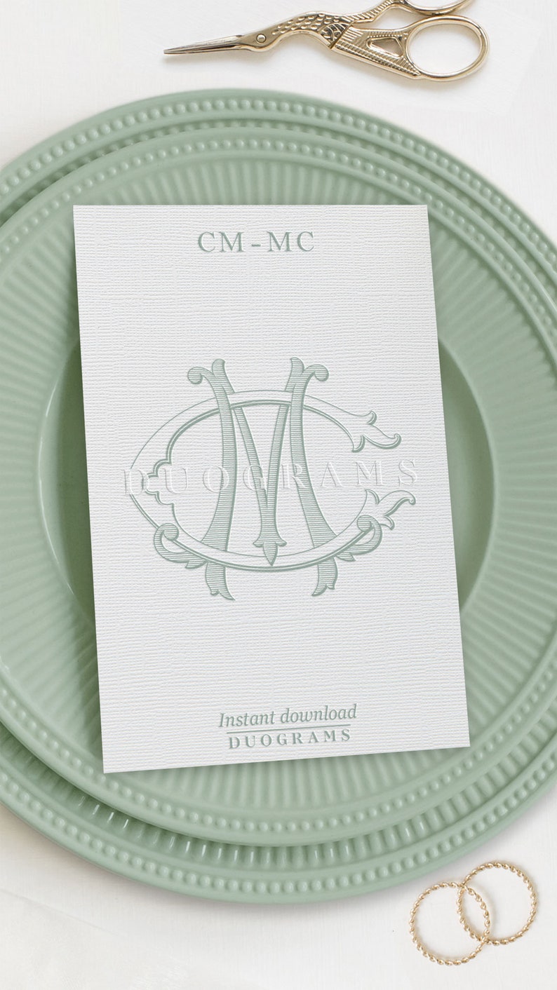 2-letter Wedding Monogram CM or MC Monogram Logo Design C M Wedding ...