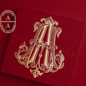 Double A Vintage Wedding Monogram Logo Design AA Two Letter Monogram ...