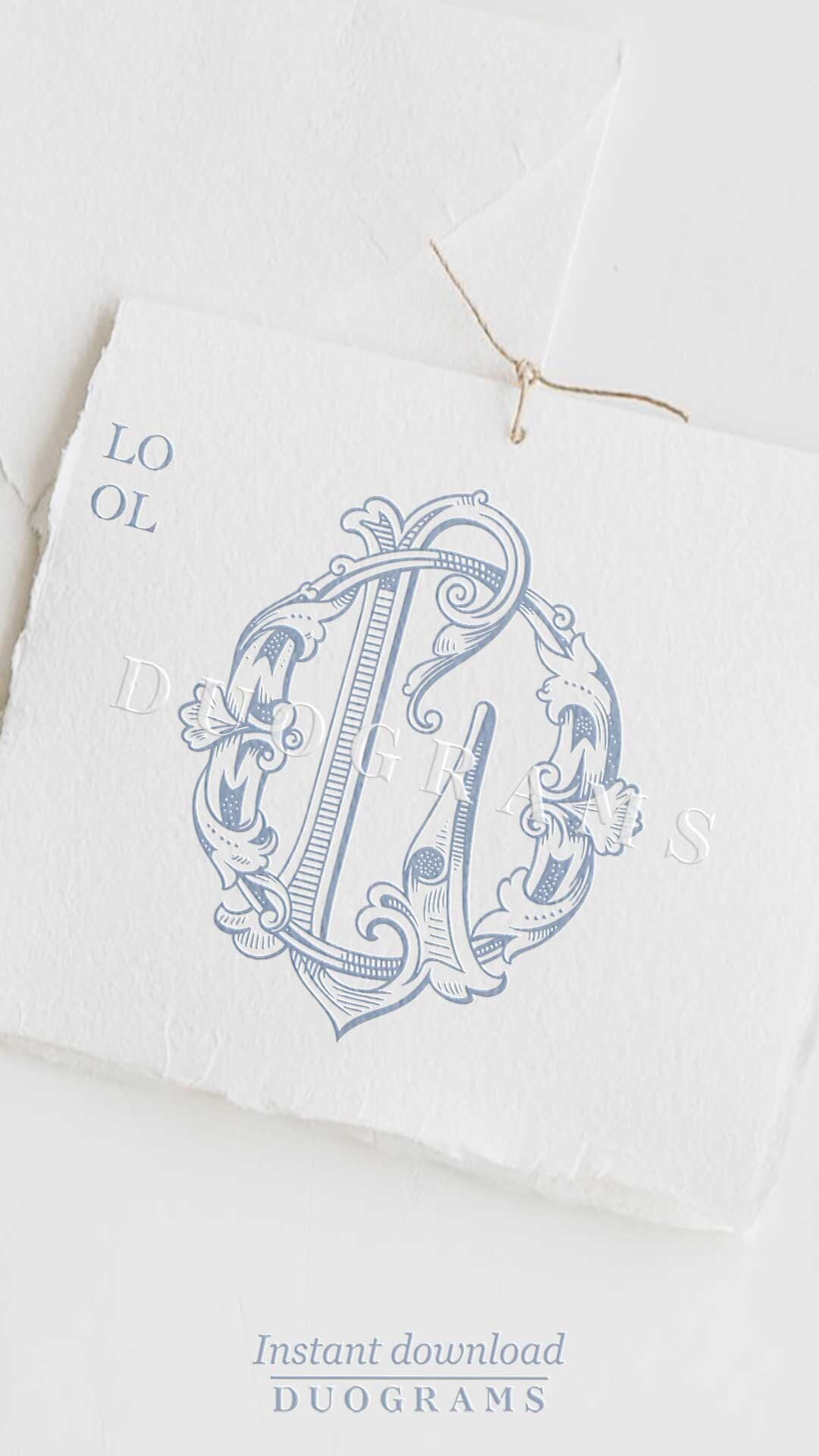 Vintage Wedding Monogram Logo LO or OL Interlocking Monogram Design O L ...