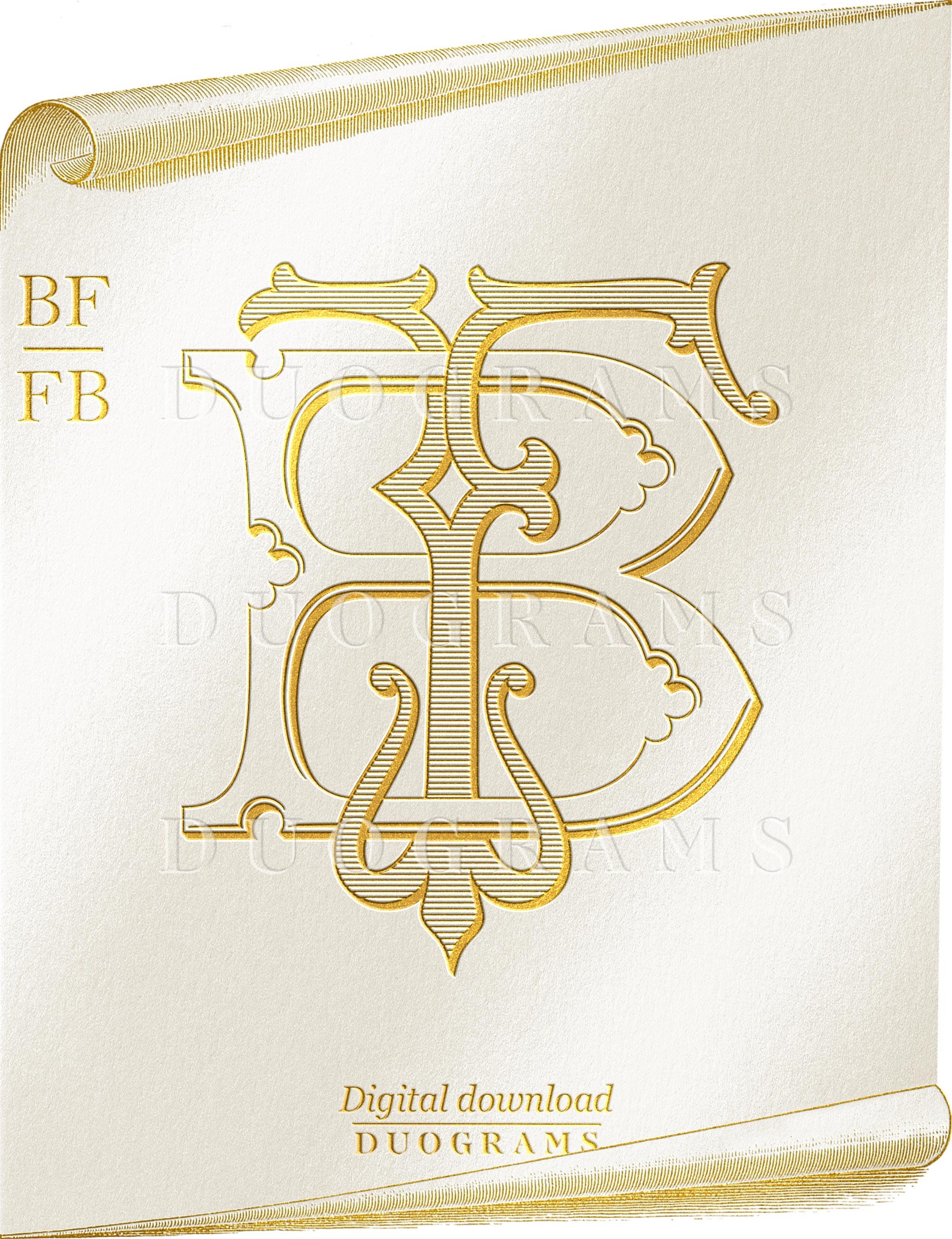 Monogram Bf BF Vintage Wedding Monogram Logo FB Instant Download - Etsy