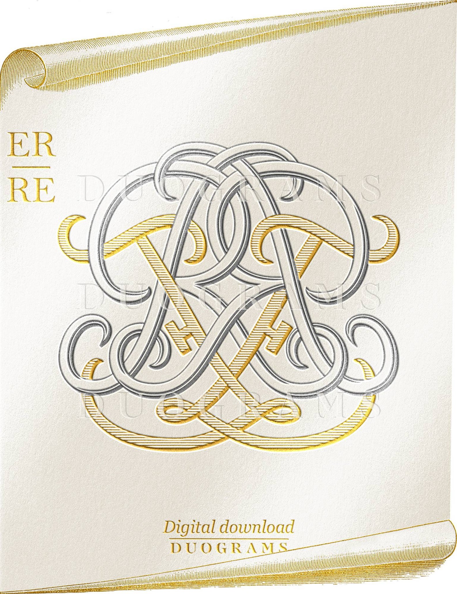 Vintage Wedding Monogram ER RE Monogram SVG - Etsy