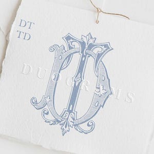 Interlocking Vintage Monogram DT or TD Two Letter Monogram Logo Design D T Wedding initials SVG & Png Instant Download