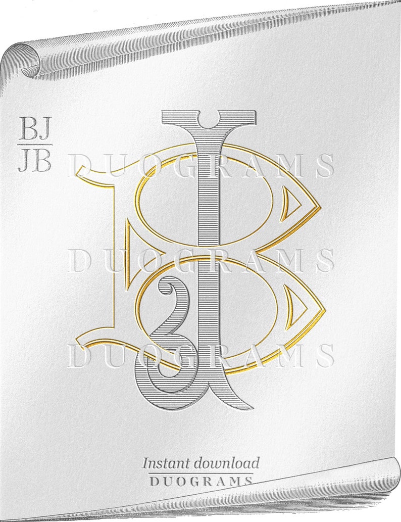 Interlocking Vintage Monogram BJ or JB Two Letter Monogram Logo Design ...