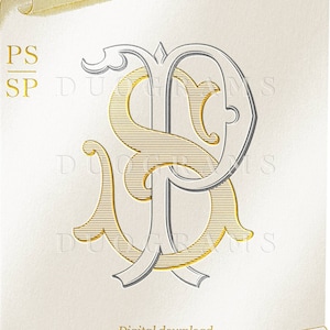 Vintage Wedding Monogram logo PS SP Digital Download