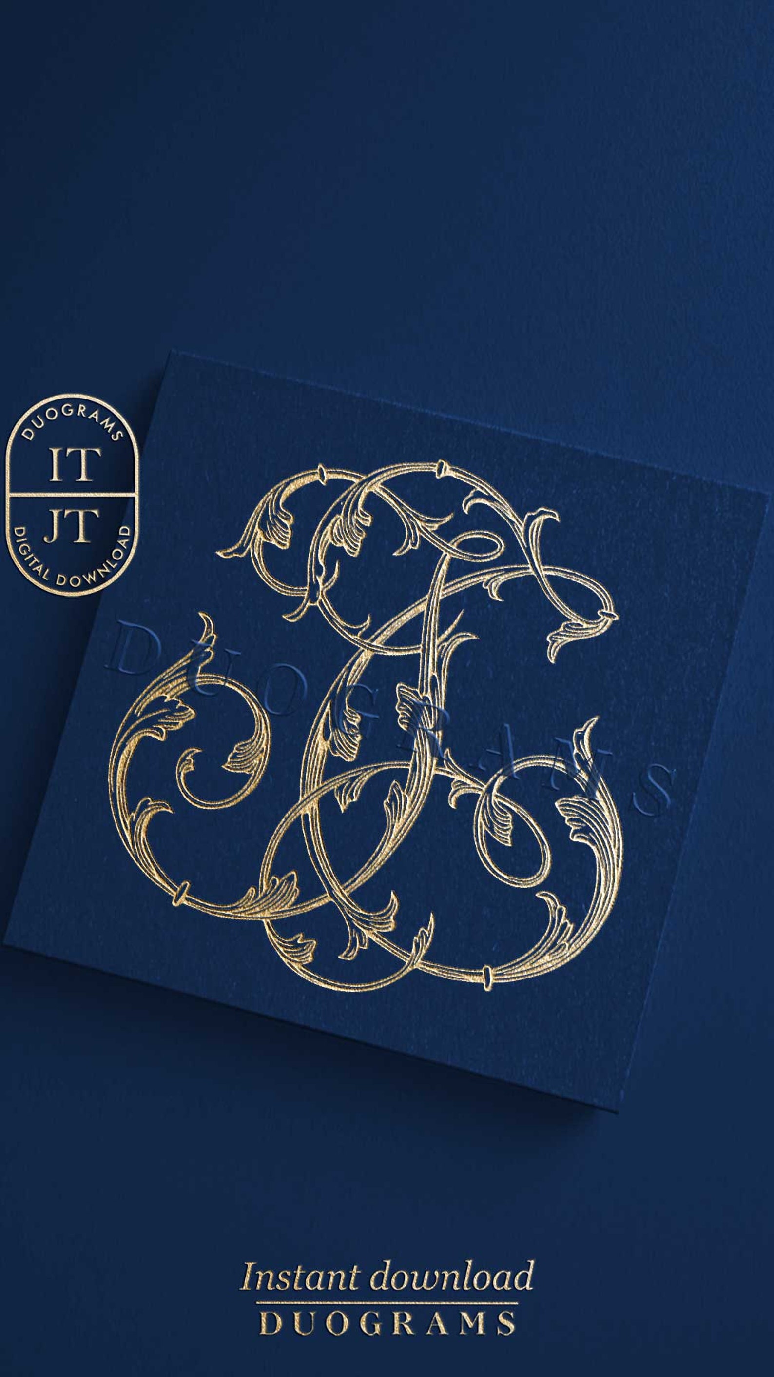 IT JT Vintage Wedding Monogram Logo Designs Ti Two Letter Monogram TJ ...