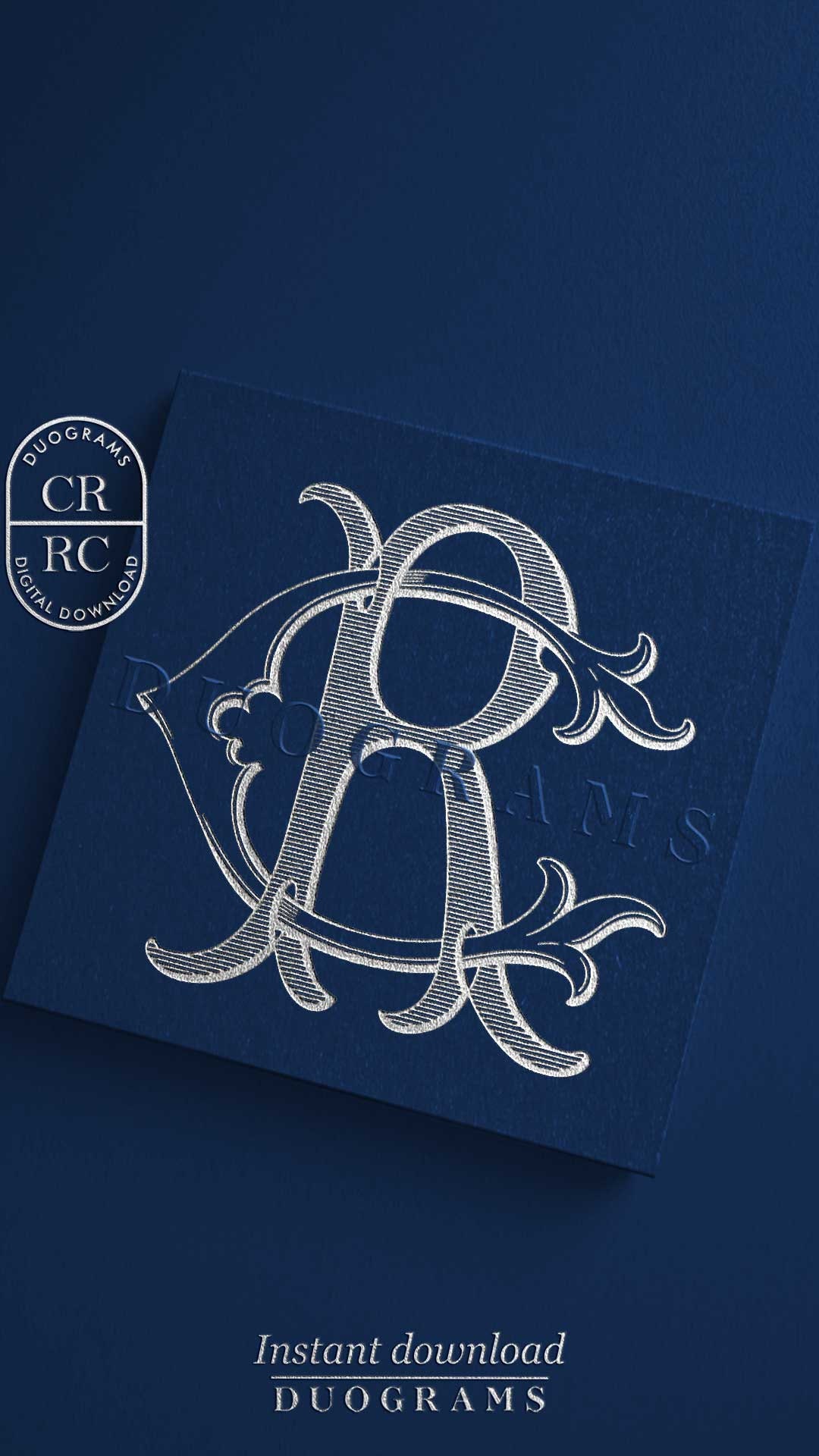 Vintage Two Letter Monogram CR RC Wedding Monogram Logo Design C R ...