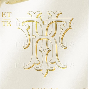 Vintage Wedding Monogram Logo KT TK Duogram K T Intertwined Monogram - Digital Download T K