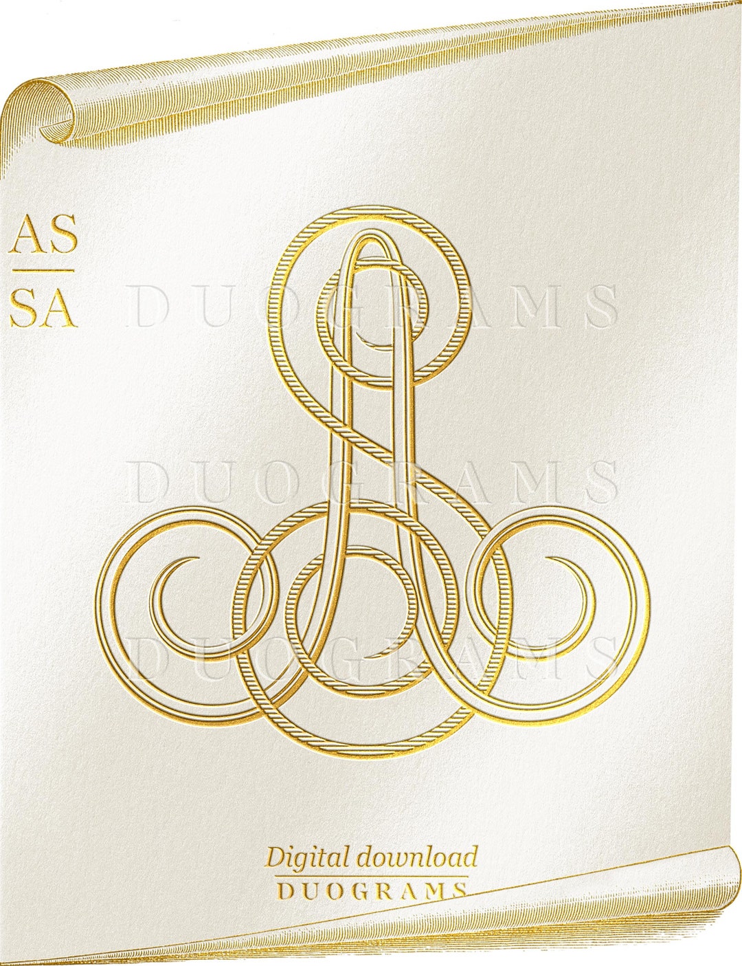 Wedding Monogram Logo Design AS SA Monogram Wreath SVG Digital Download ...