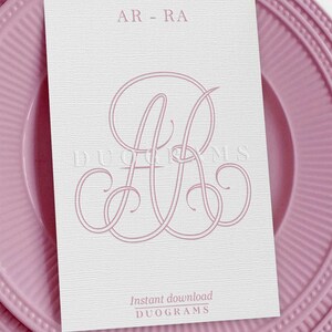 Chic Two Letter Monogram AR RA Interlocking Monogram Wedding Initials ...
