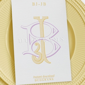 Interlocking Vintage Monogram BJ or JB Two Letter Monogram Logo Design ...