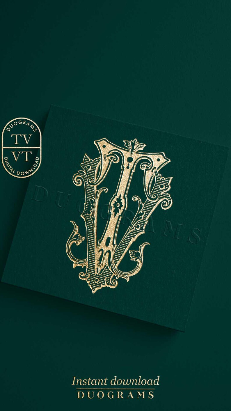 TV VT Vintage Wedding Monogram Logo Design SVG 2-letter Monogram T V ...
