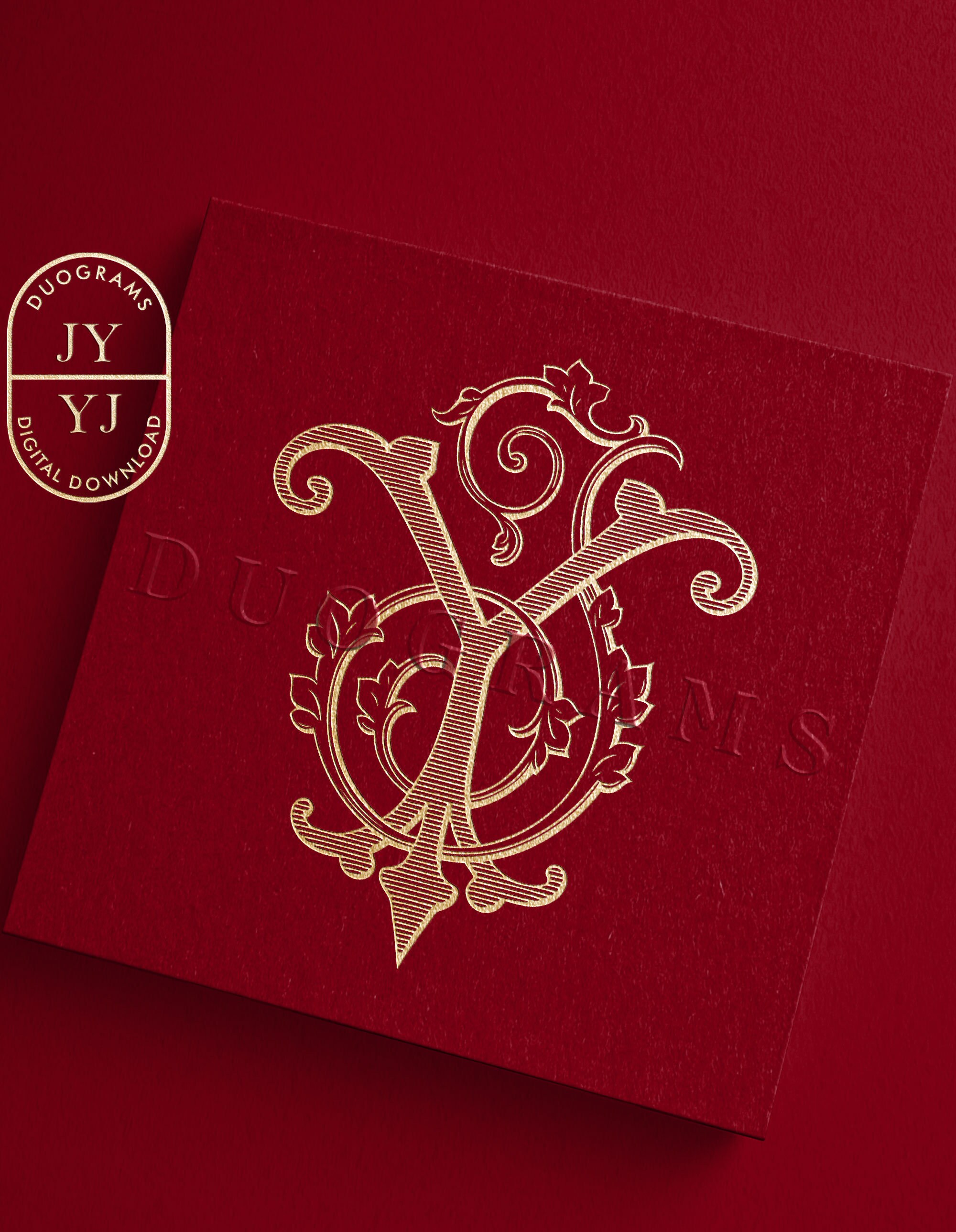 JY YJ Vintage Wedding Monogram Logo Design SVG 2-letter Monogram