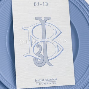 Interlocking Vintage Monogram BJ or JB Two Letter Monogram Logo Design ...