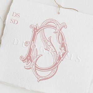 Interlocking Vintage Monogram DS or SD Two Letter Monogram Logo Design D S Wedding initials SVG & Png Instant Download