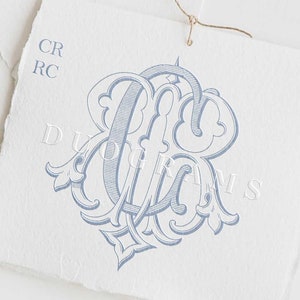 CR Wedding Monogram RC Vintage Monogram Logo Design C R Two Letter Monogram SVG & Png Instant Download