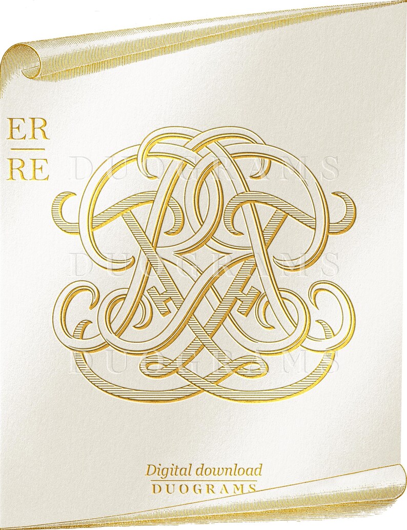 Vintage Wedding Monogram ER RE Monogram SVG - Etsy