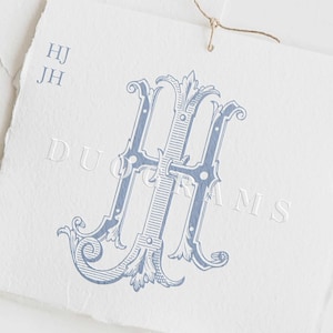 HJ Classic Monogram JH Vintage Monogram Logo Design J H Interlocking Two Letter Monogram Initial SVG & Png Instant Download