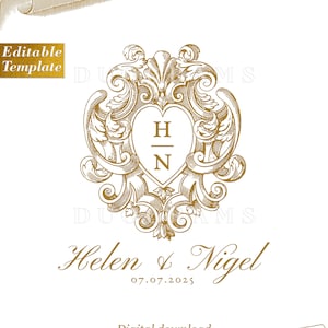 Editable Wedding Crest Logo | Wedding Monogram Logo Design | DIY Logo | Editable Template | Try Before Purchase