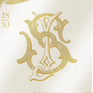 Monograma de boda - JS - SJ - Monograma vintage - Digital - SVG