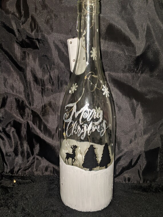 Merry Christmas Light Up Bottle Etsy