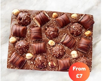 Chocolate Slab with Ferrero Rocher, Kinder Bueno and Whole Hazelnuts, gift
