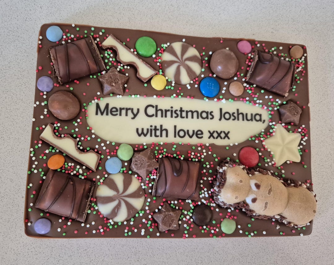 Christmas Personalised Chocolate Slab Printed Custom Message With ...