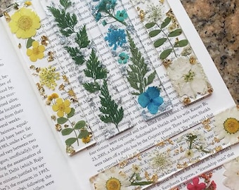 Handmade Pressed Unique Floral and Glitter Bookmarks (Made to Order) Encased in Resin