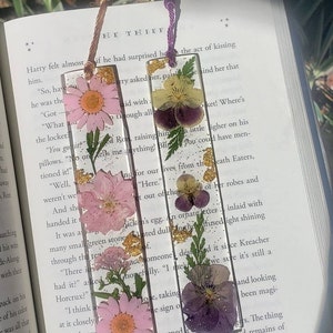 Handmade Pressed Unique Floral and Glitter Bookmarks Made to Order Encased in Resin image 8