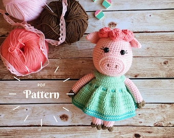 AMIGURUMI PATTERN - Crochet piggy pattern, Amigurumi piggy, Crochet pig, Crochet pattern, Plush pattern, Amigurumi animals, DIY, Toy pattern