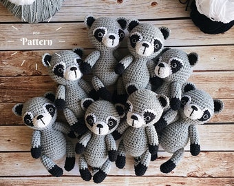 AMIGURUMI PATTERN - Crochet pattern, Raccoon crochet pattern, Amigurumi raccoon, pdf pattern, Amigurumi animals, DIY, Toy tutorial