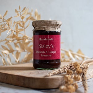 Sisley's Rhubarb & Ginger Jam Preserve x 1 Jar 340g Cornish Cream Tea image 1