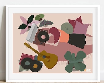 Arte da parete con musica retrò: poster stampabile con dischi in vinile - DOWNLOAD DIGITALE