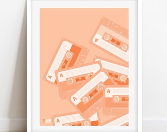 Retro Music Wall Art: Cassette Tapes Printable Poster - DIGITAL DOWNLOAD