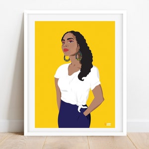 Contemporary Female Portrait Wall Art: Woman Wearing Bright Earrings Printable Poster - DIGITAL DOWNLOAD