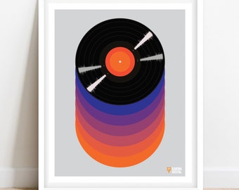 Music Wall Art, Retro Vinyl Record Printable Poster - DIGITAL DOWNLOAD