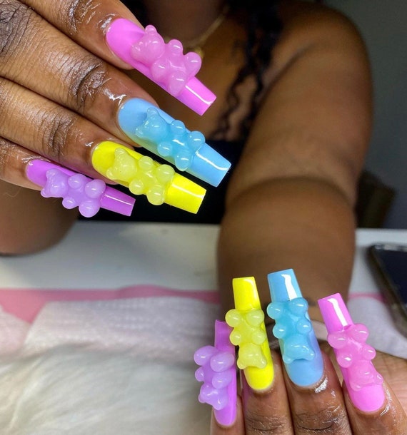 Pastel Kawaii Gummy Bear 3D Nail Art Charms 