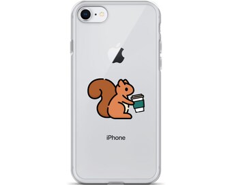 iPhone Case Squirrel Holding Coffee Cup