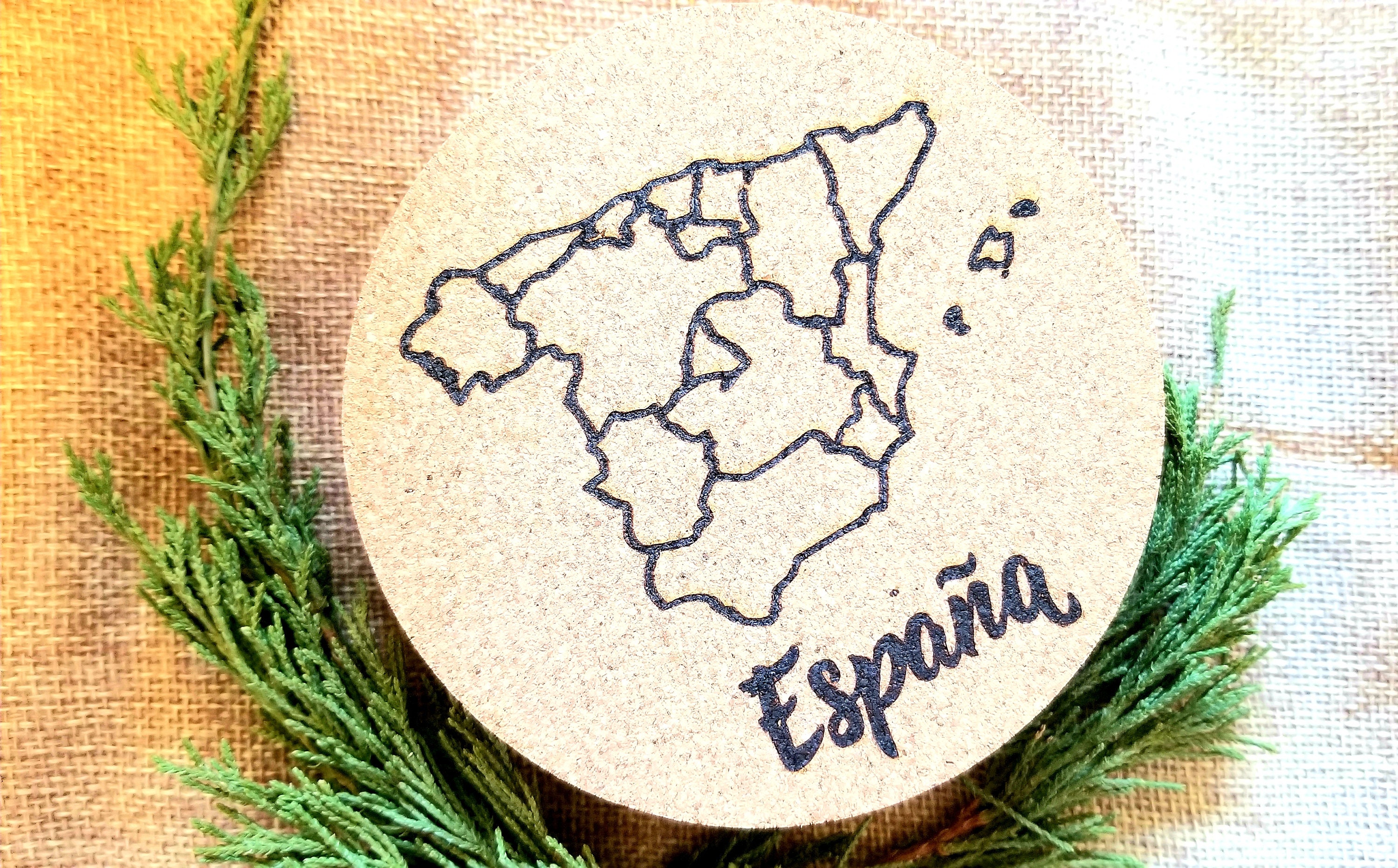 Map of Spain Cork Coasters Spain Coasters Spanish Map Etsy
