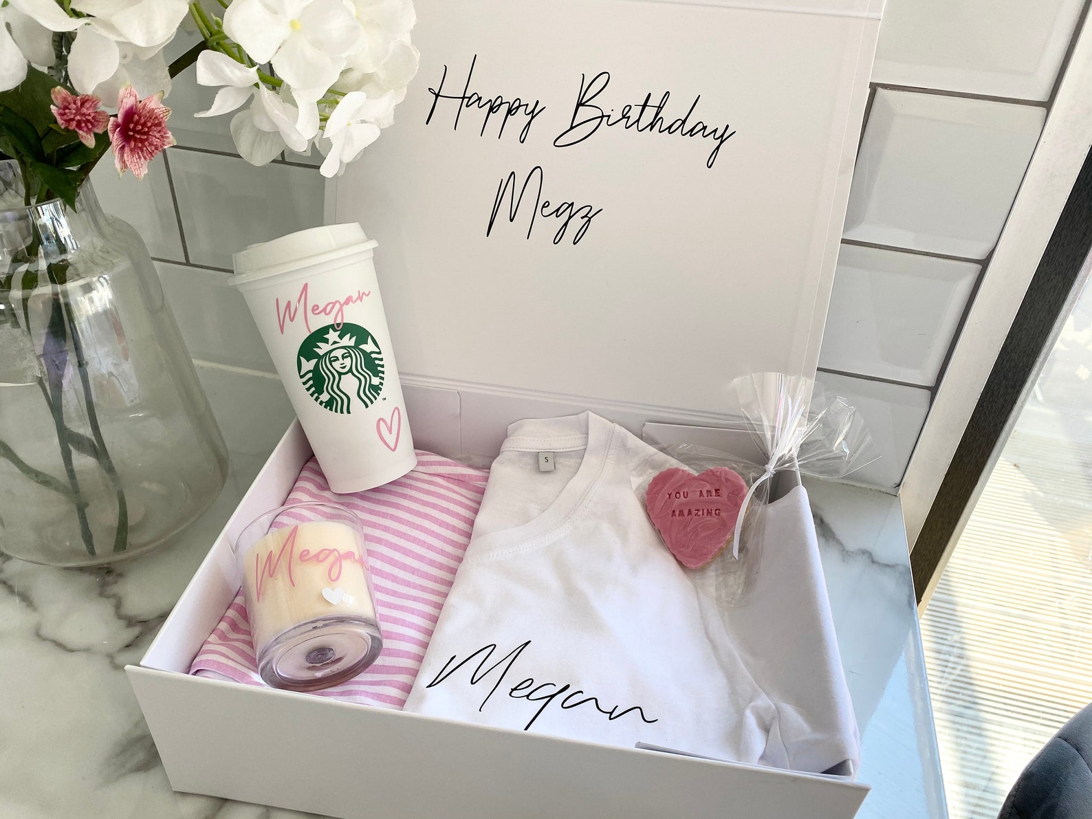 Personalised Birthday Sleepover gift box filled with lovely Etsy