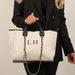 Personalised Monogram Canvas Cream and Black Tote Bag| Initial Bag | Handbag | Beach Bag | Bride Gift | Birthday Gift! Chain tote bag 