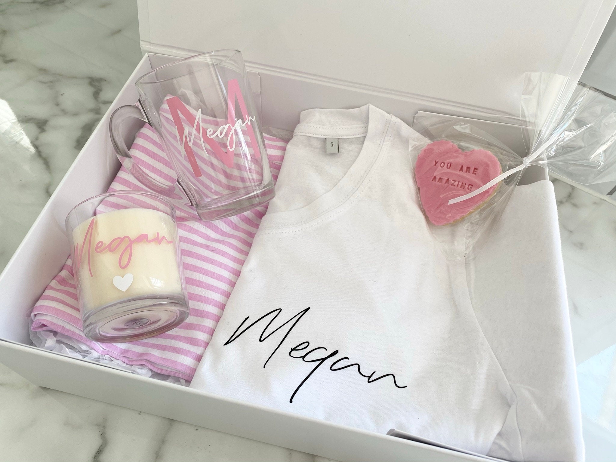 Personalised Birthday Sleepover gift box filled with lovely Etsy