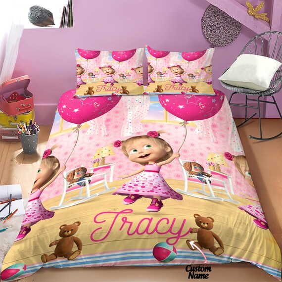 Masha and The Bear Bedding Set Cute Bedding Set Decor Girl Etsy